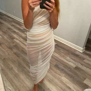 Norma Kamali | Dresses | Norma Kamali Diana Gown In White Nude Mesh |  Poshmark